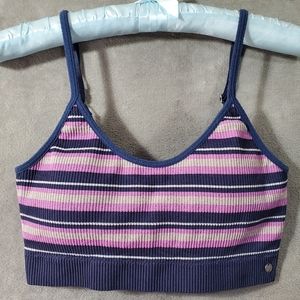 Lucky Brand Sports Bralette Top Navy/ Purple Striped Size S